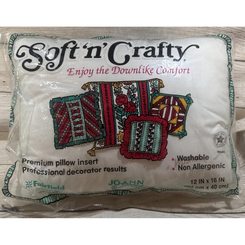 NOS Vintage Soft 'n Crafty Fairfield Jo-Ann Pillow Insert 12" x 16" GTubA